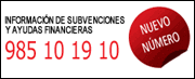 Logo Teléfono Información de subvenciones y ayudas financieras.- 985 10 19 10